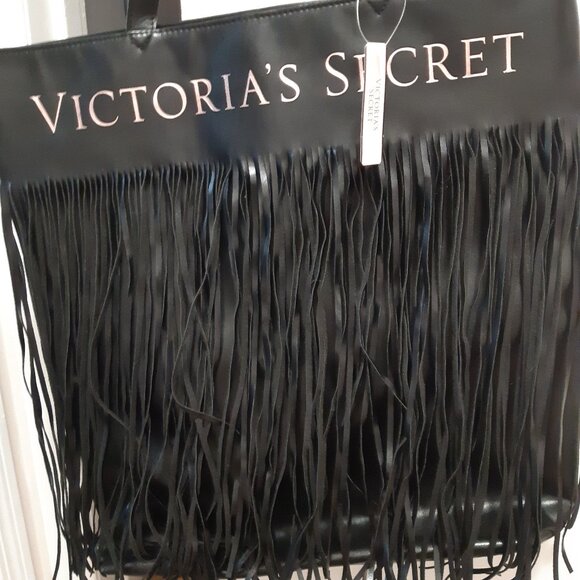 New Victoria's Secret Fringed Black Tote Bag - Picture 7 of 10